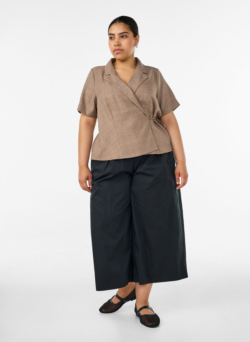 Chemise cache-c&oelig;ur &agrave; nouer, Marron, Model image number 1