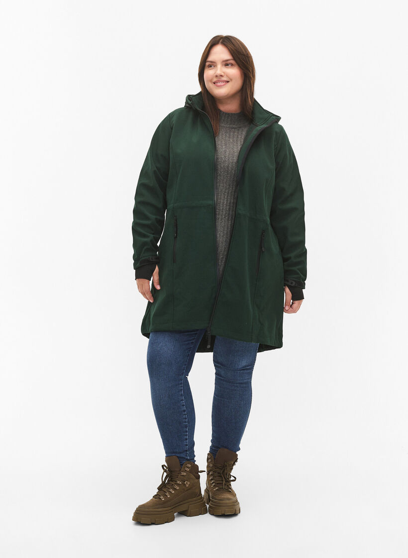 Veste softshell avec capuche amovible, Vert foncé, Model image number 1