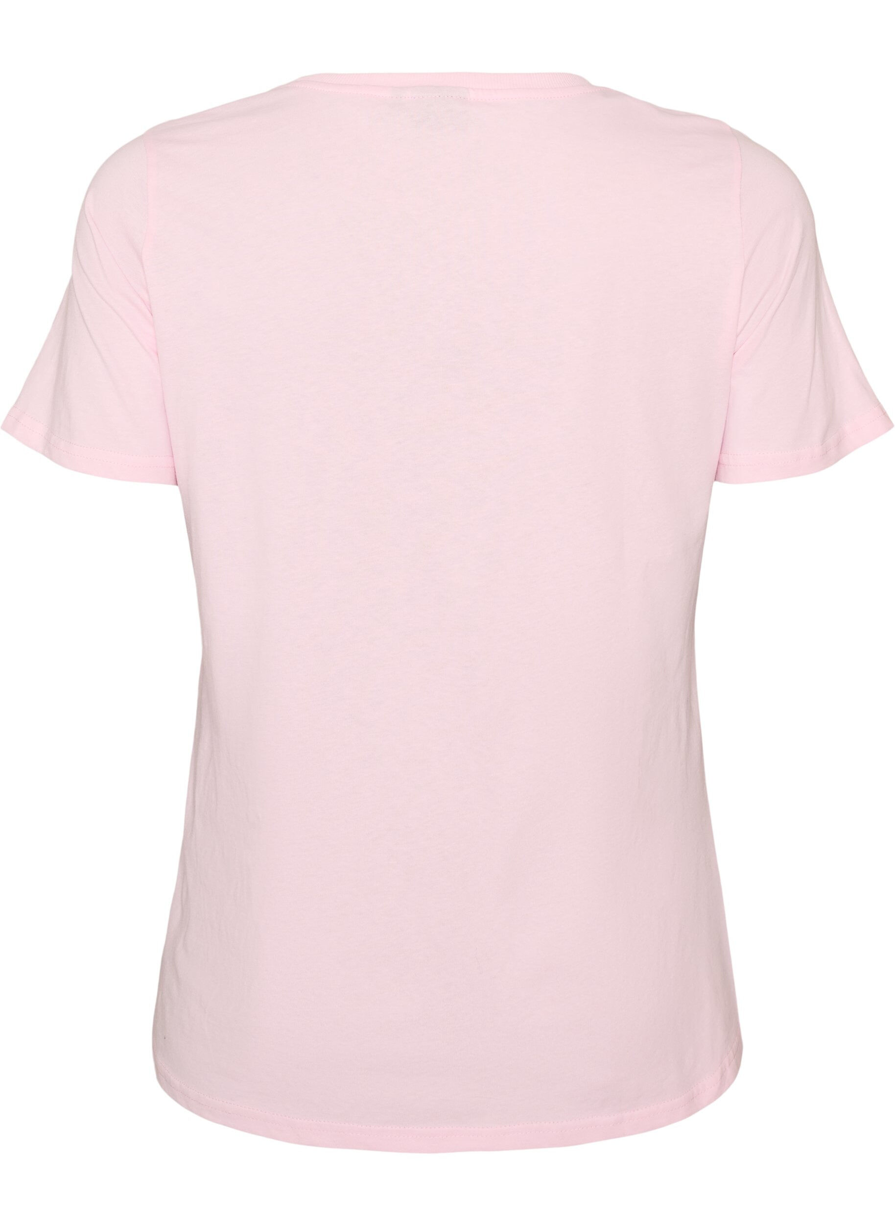 ZizziT-shirt en coton avec imprim&eacute; devant, Rose, Packshot image number 1