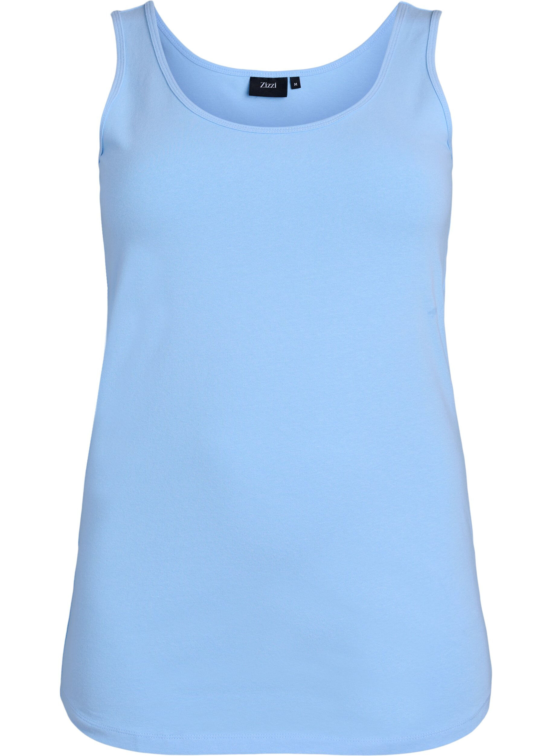Zizzi Haut uni Basic en coton, Bleu Clair, Packshot image number 0