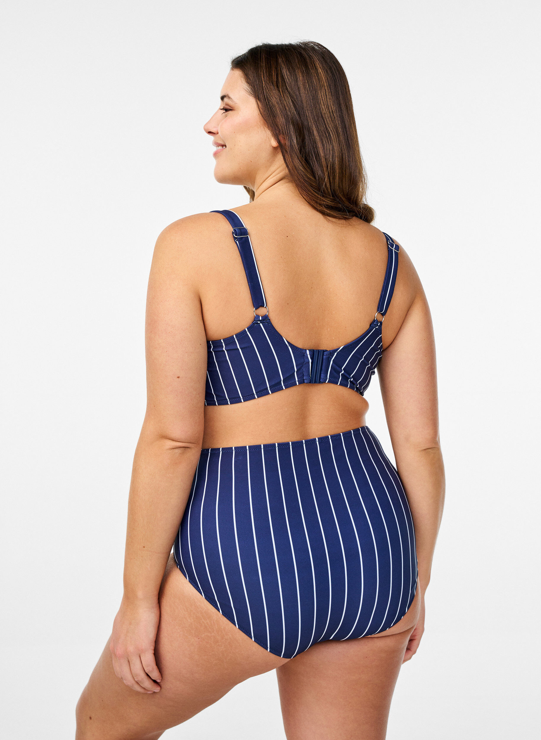 Zizzi Culotte de bikini imprim&eacute;e et taille haute, Bleu, Model image number 1