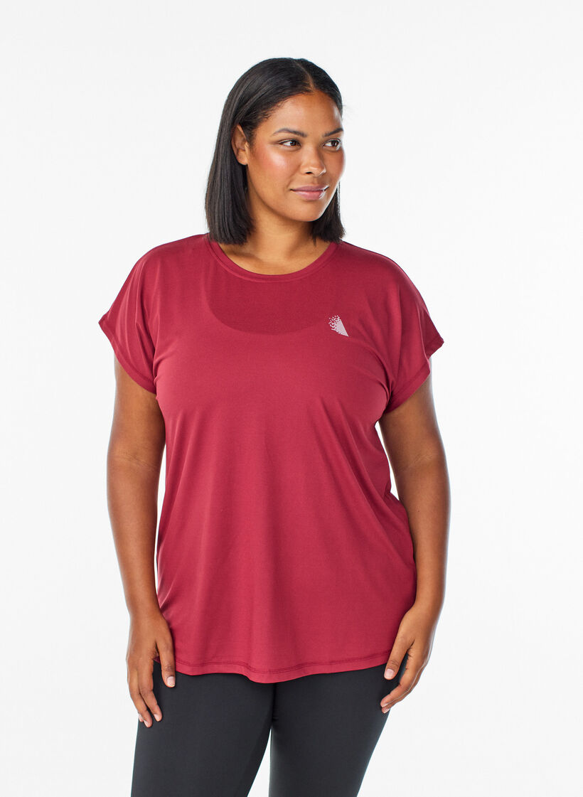 Einfarbiges Trainings-T-Shirt, Rot, Model