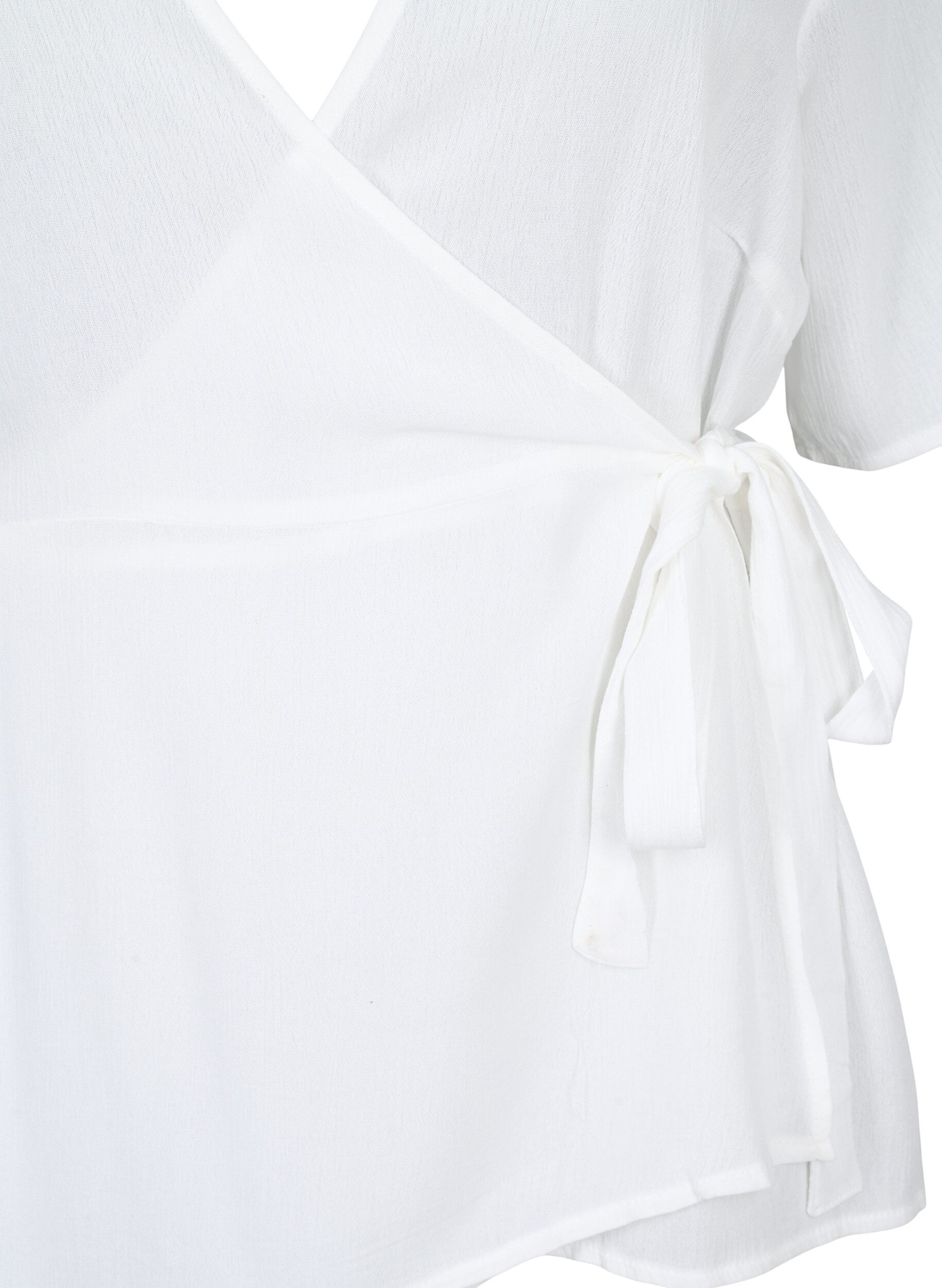 Zizzi Blouse en viscose cache-c&oelig;ur, Bright White, Packshot image number 2
