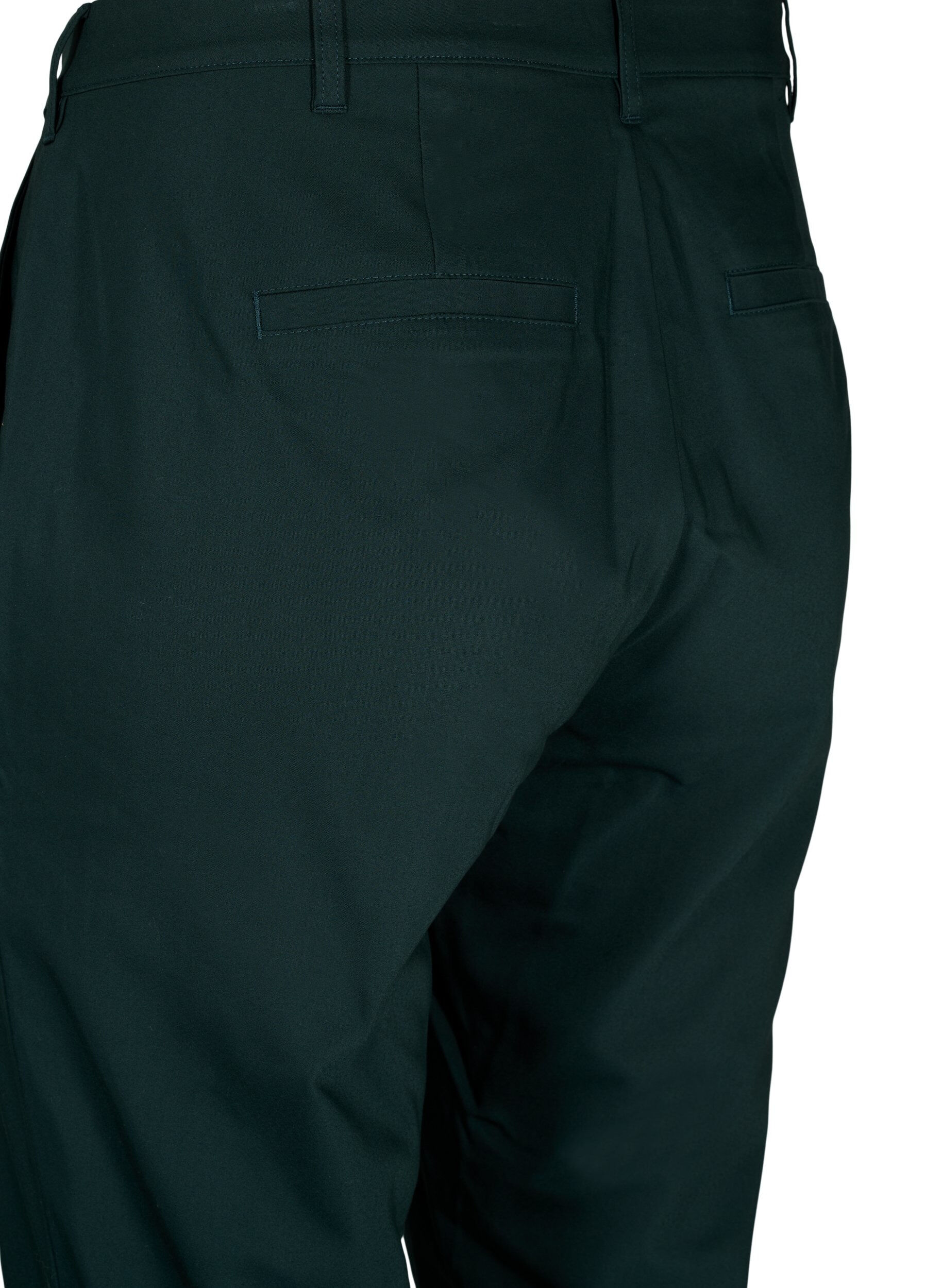 Zizzi Pantalon coupe droite &agrave; taille haute, Vert fonc&eacute;, Packshot image number 3