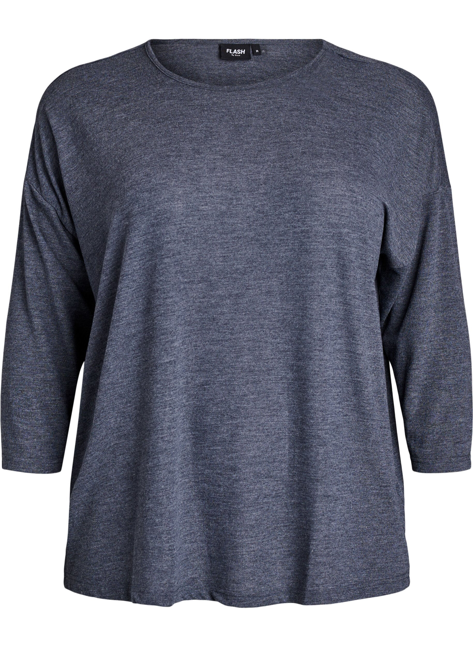 ZizziBluse aus Jersey mit 3/4-&Auml;rmeln, Grau, Packshot image number 0