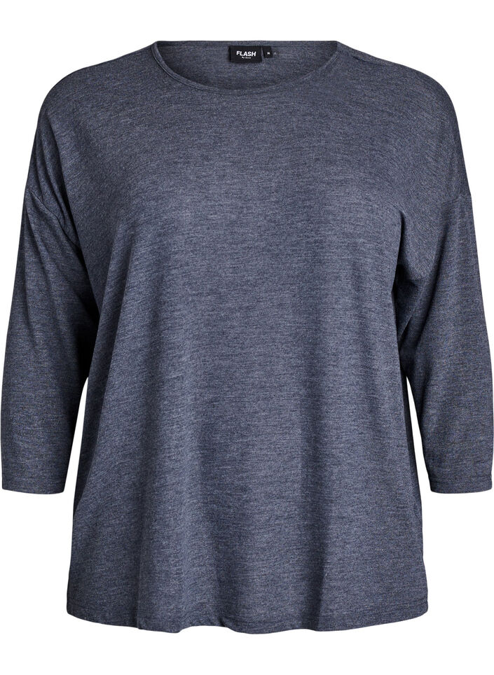 Bluse aus Jersey mit 3/4-&Auml;rmeln, Grau, Packshot image number 0