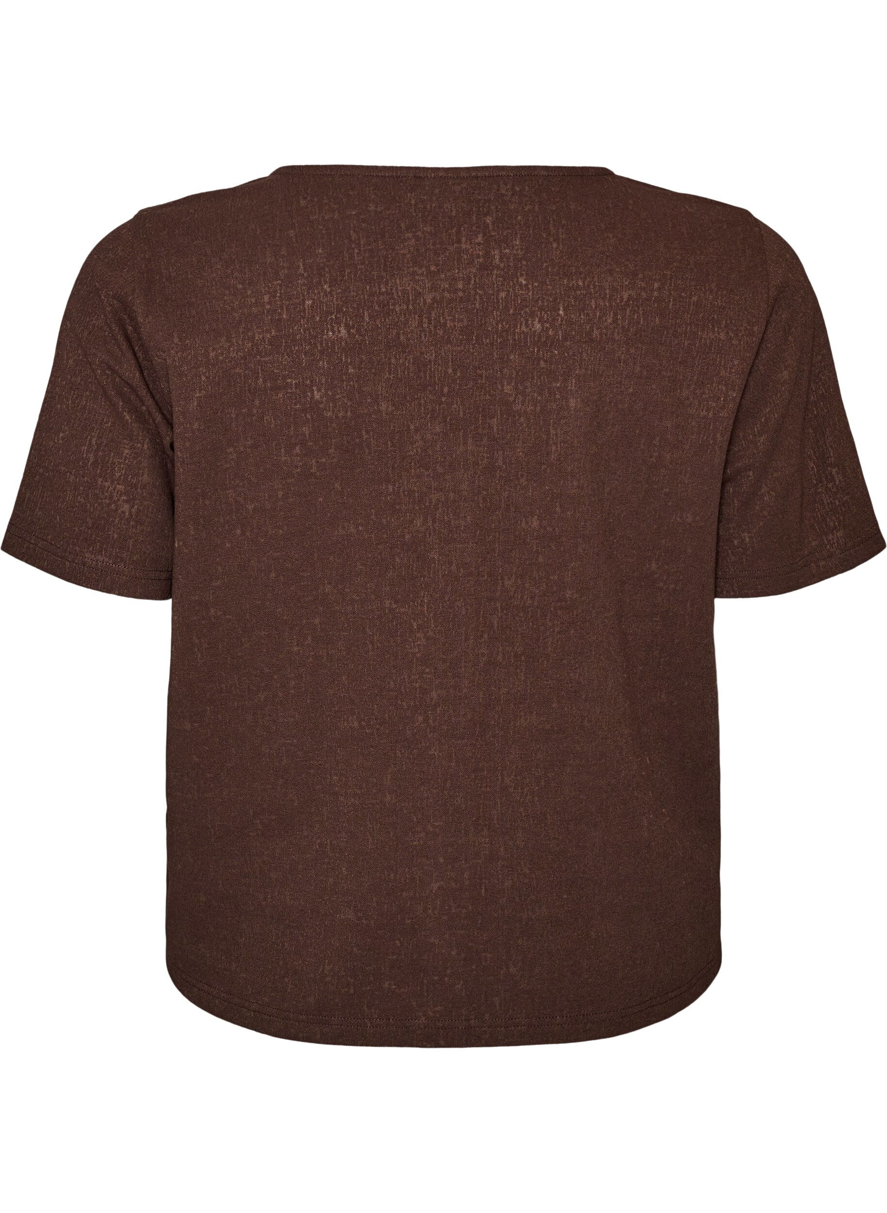 ZizziStrukturierte Bluse aus Baumwolle mit Knopfleiste, Braun, Packshot image number 1