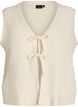 Weste aus strukturiertem Strick mit Bindeg&uuml;rtel, Vanille, Packshot image number 0