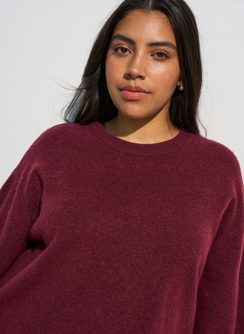 Locker sitzende Strickshirt mit kurzen &Auml;rmeln, Rot, Model image number 3