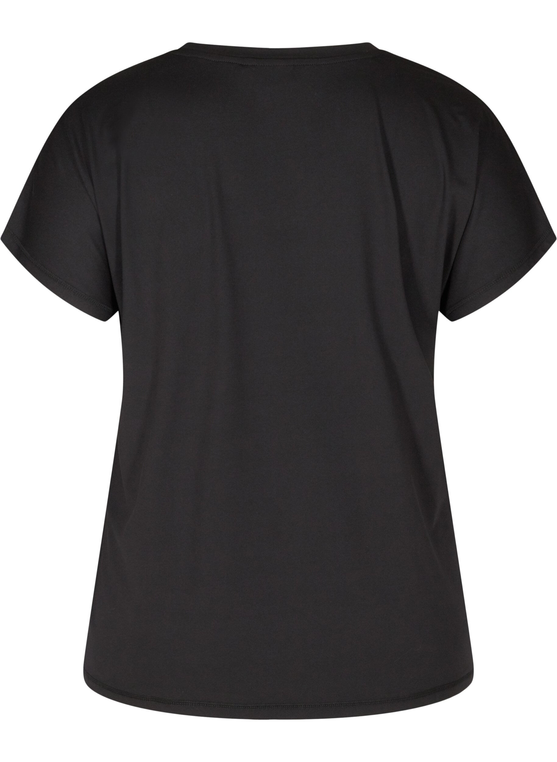 Zizzi Lockeres Trainings-T-Shirt mit V-Ausschnitt, Schwarz, Packshot image number 1
