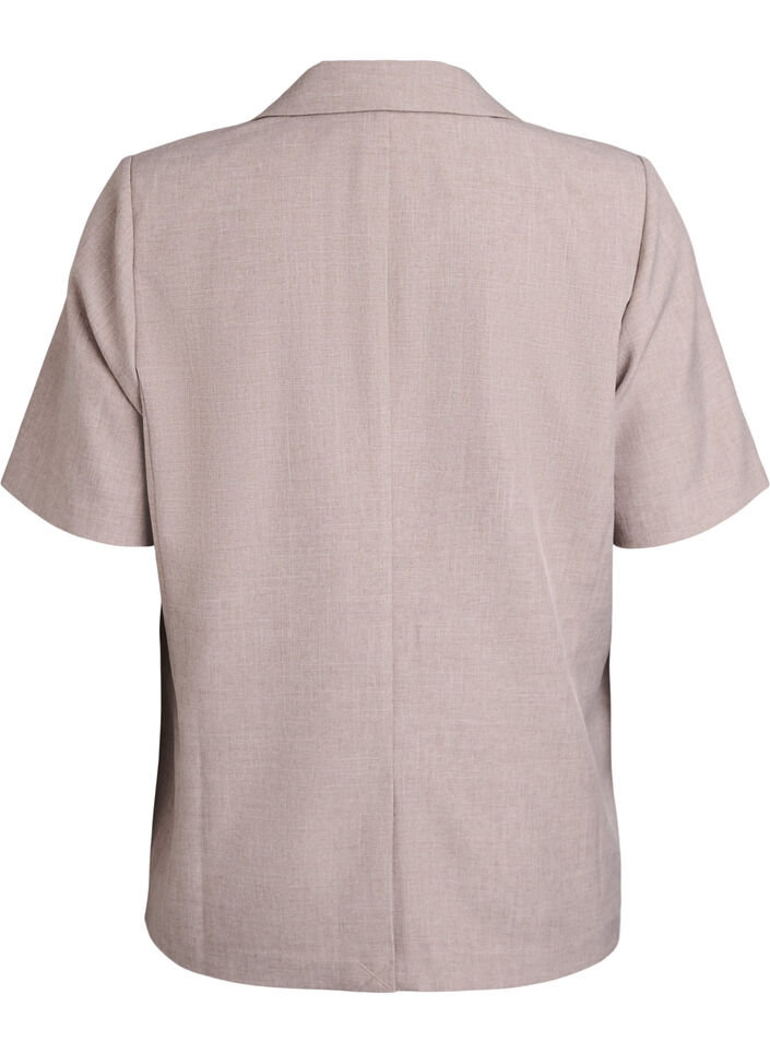 Blazer mit kurzen &Auml;rmeln und Revers, Braun, Packshot image number 1