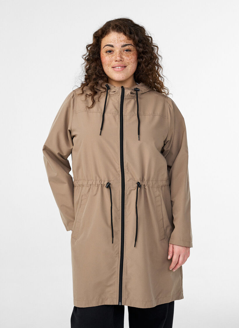 Leichter Parka mit Kapuze, Braun, Model image number 0