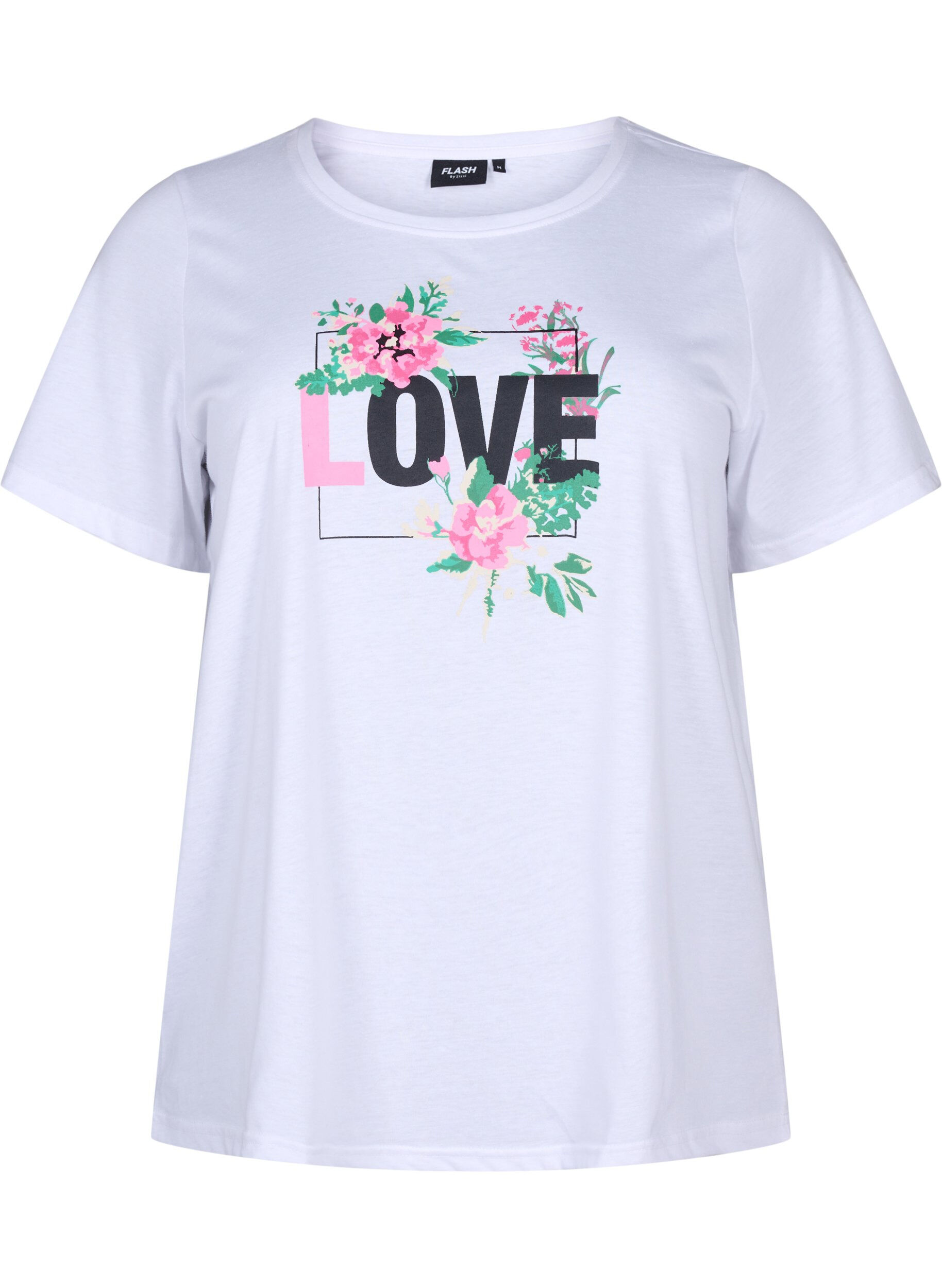 Zizzi FLASH - T-Shirt mit Motiv, Bright White Love, Packshot image number 0