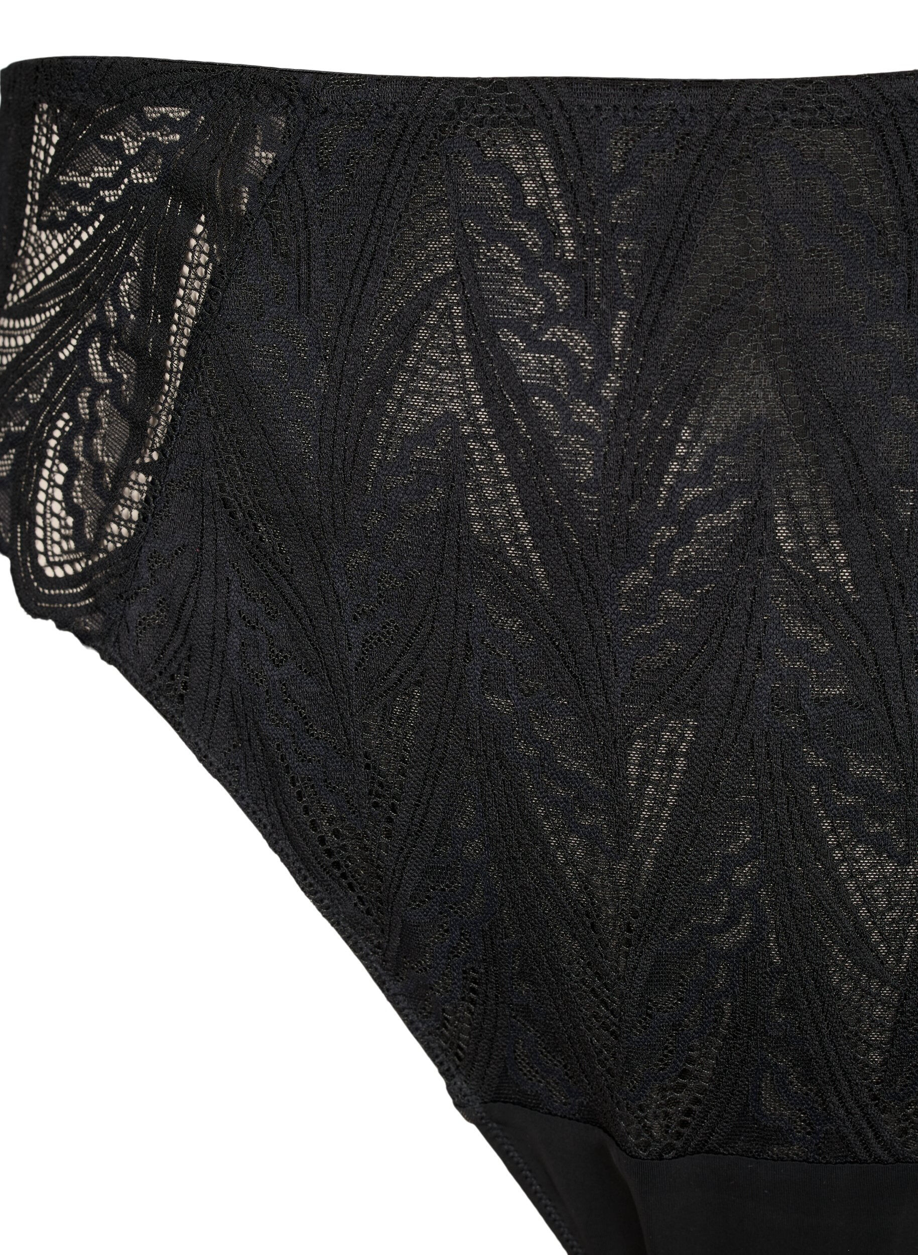 Zizzi String mit Spitze und normal hohem Bund, Schwarz, Packshot image number 2