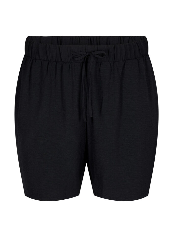 Kurze Hose mit Taschen und elastischem Bund, Schwarz, Packshot image number 0