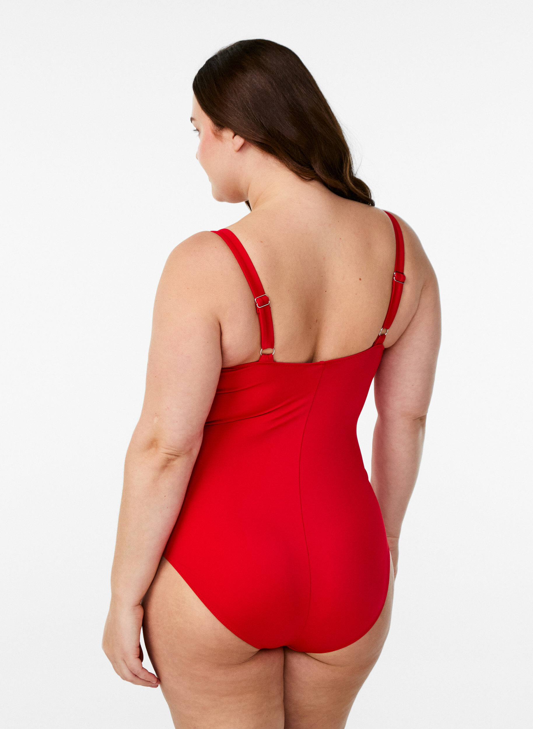 Zizzi Maillot de bain drap&eacute; avec bonnets rembourr&eacute;s, Rouge, Model image number 1