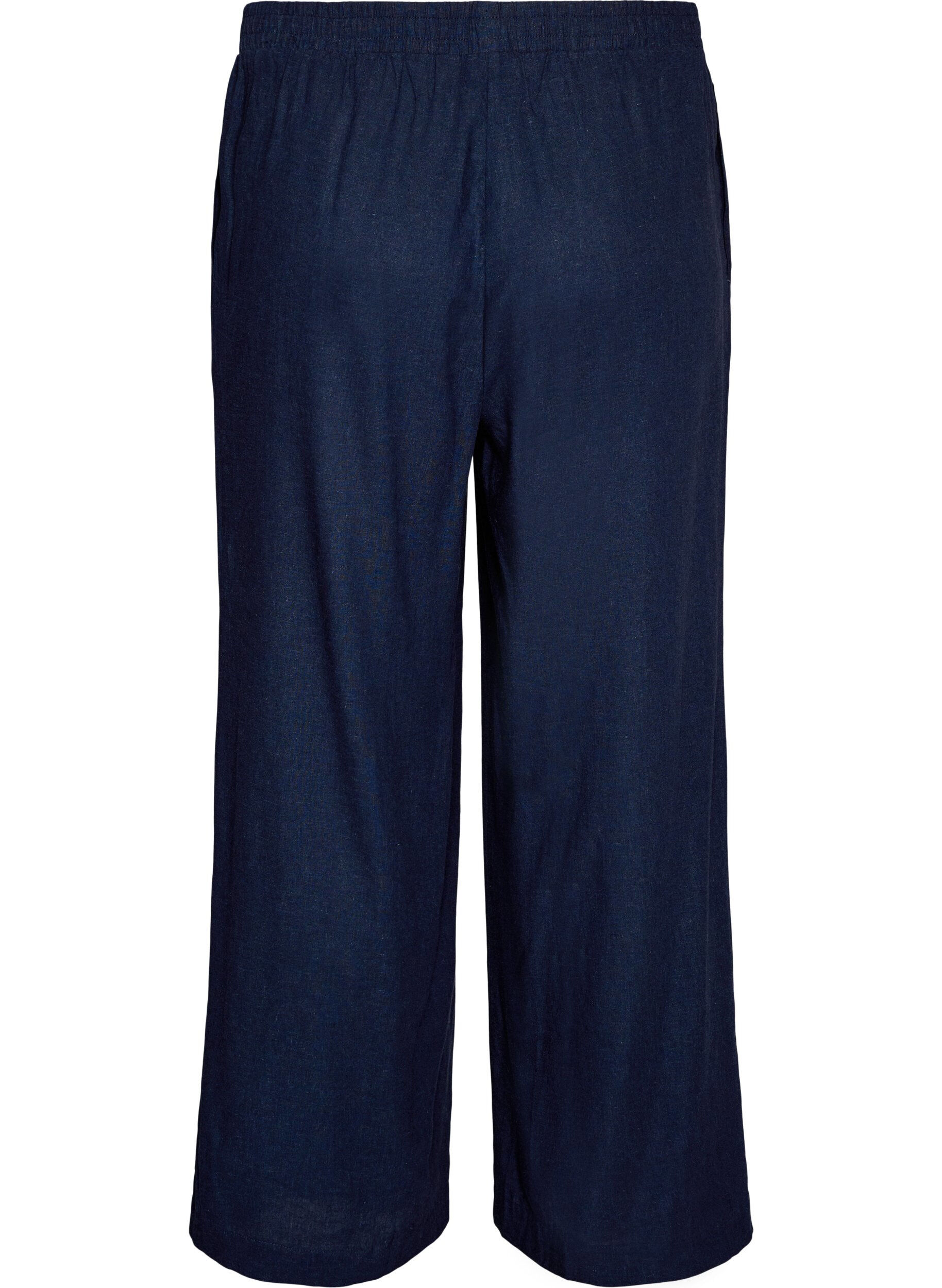 ZizziPantalon large en lin et viscose, Bleu, Packshot image number 1