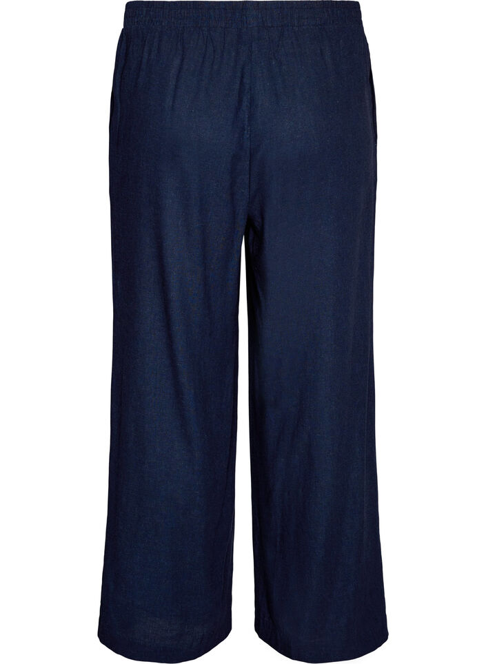 Pantalon large en lin et viscose, Bleu, Packshot image number 1