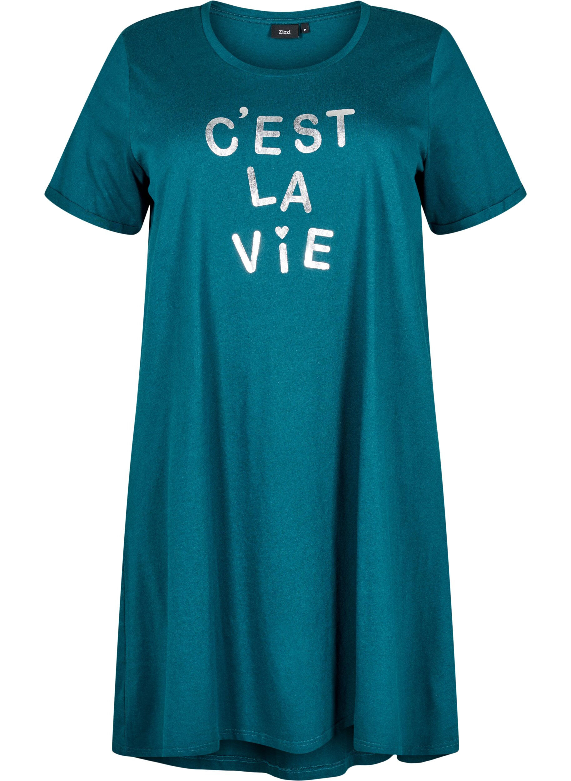 Chemise de nuit &agrave; manches courtes en coton biologique