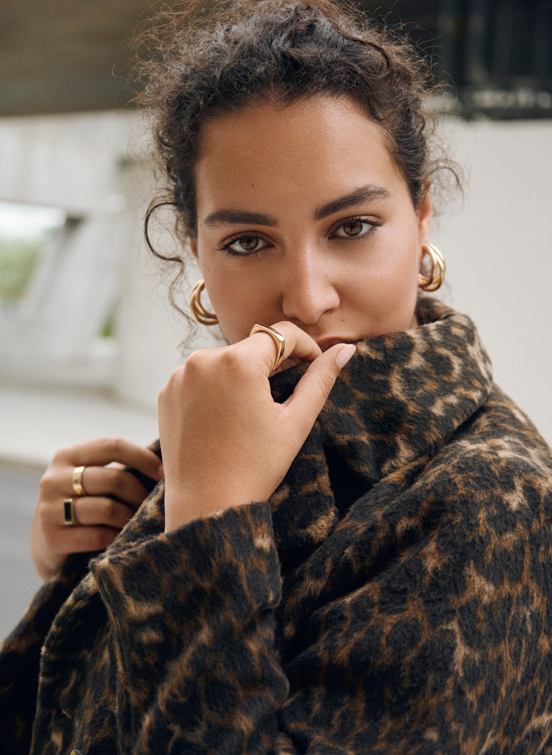 Zizzi Manteau &agrave; imprim&eacute; l&eacute;opard avec boutonnage crois&eacute;, Marron, Image image number 0