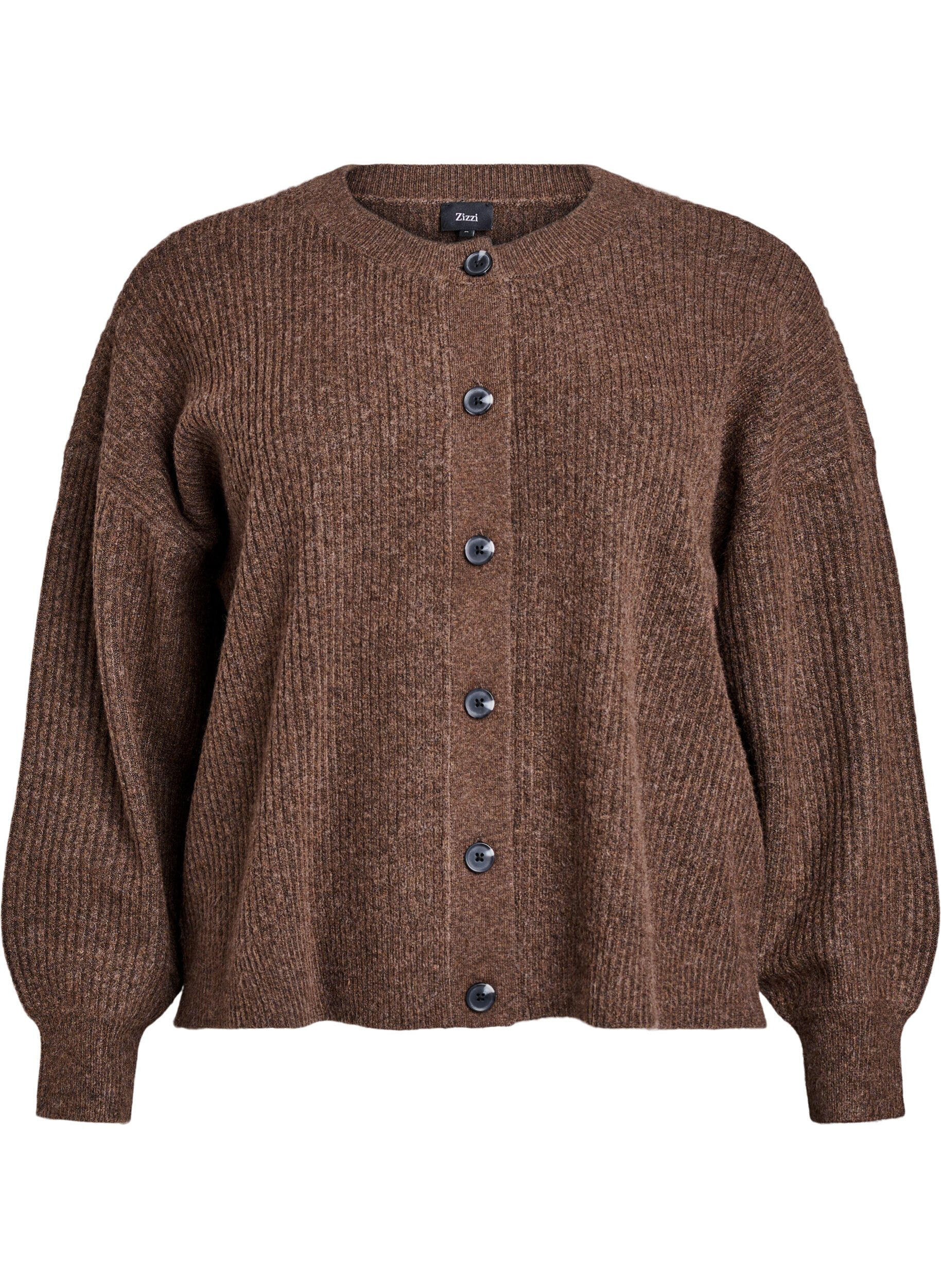 Rippenstrick Strickjacke mit Kn&ouml;pfen