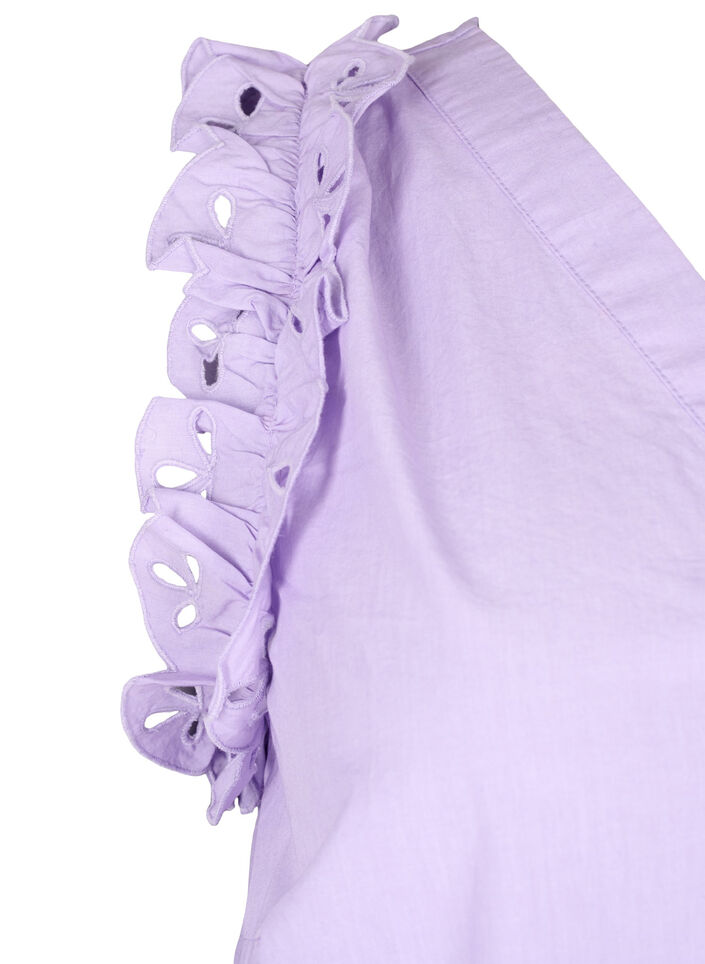 Top en coton sans manches avec volants, Violet, Packshot image number 3