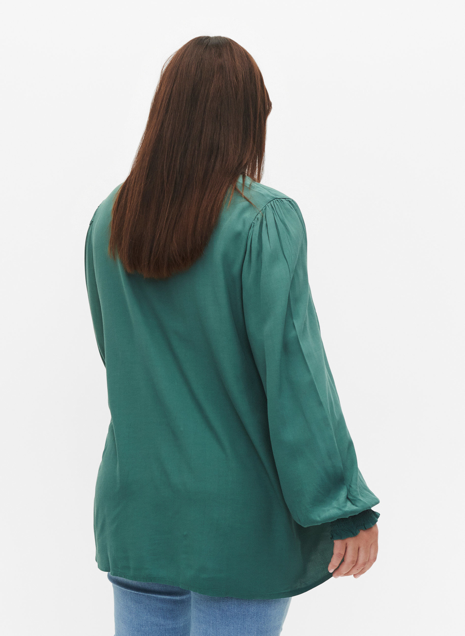 Zizzi Lang&auml;rmlige Bluse aus Viskose, Sea Pine, Model image number 1