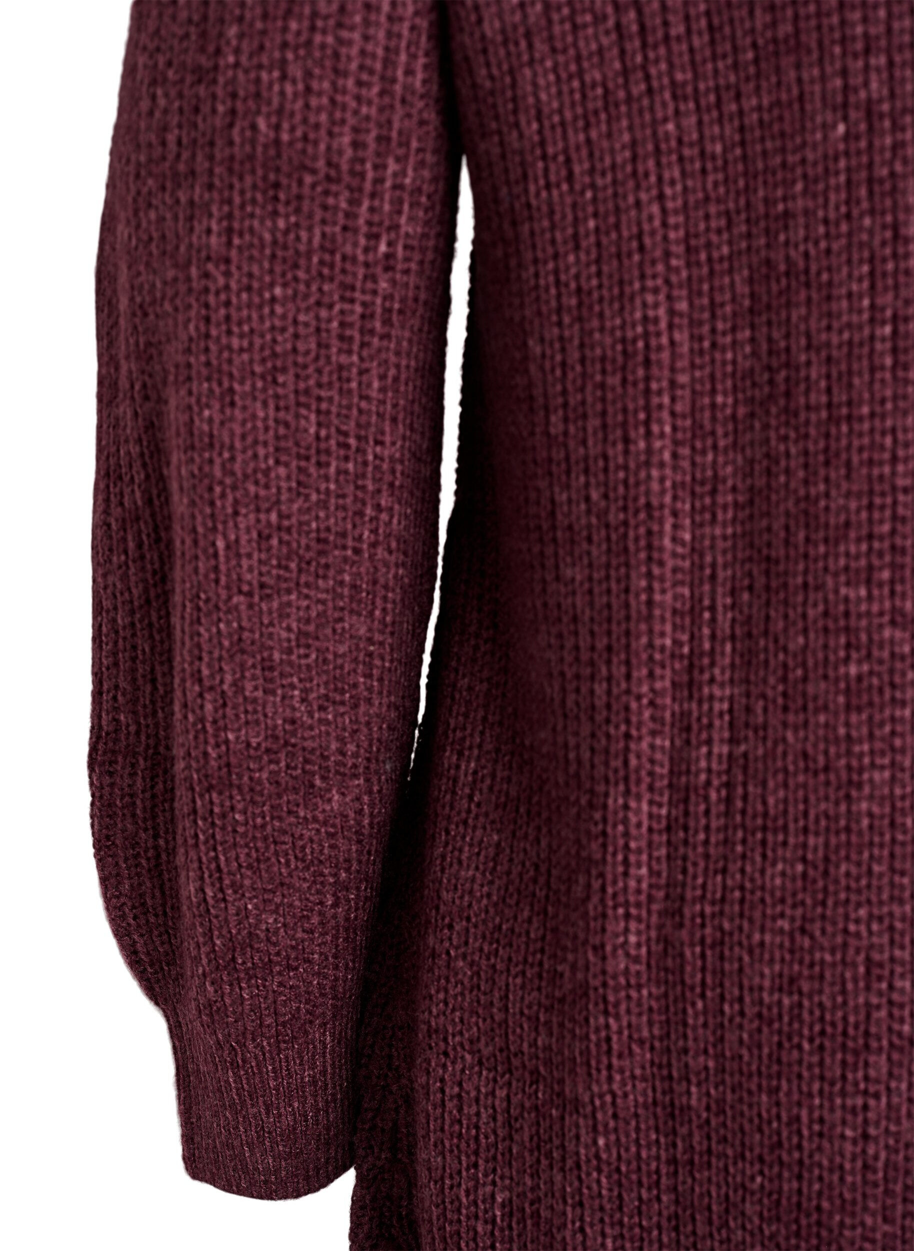 Zizzi FLASH - Kurzes Strickkleid mit hohem Kragen, Rot, Packshot image number 3