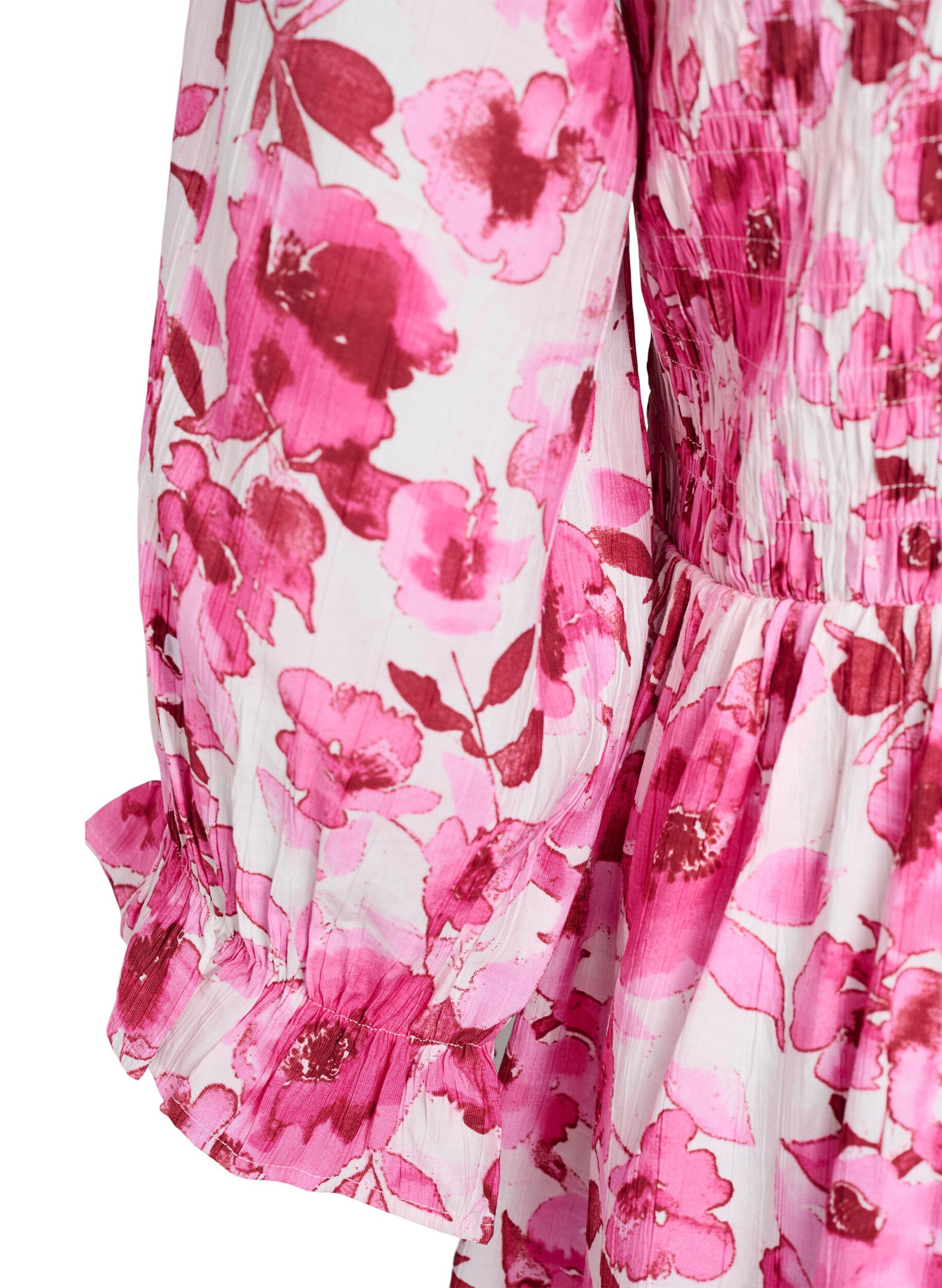 Zizzi Gebl&uuml;mtes Smockkleid, Pink, Packshot image number 3