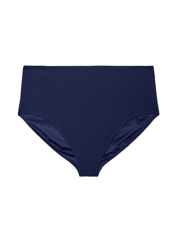 Bas de bikini taille haute textur&eacute;, Bleu, Packshot image number 0