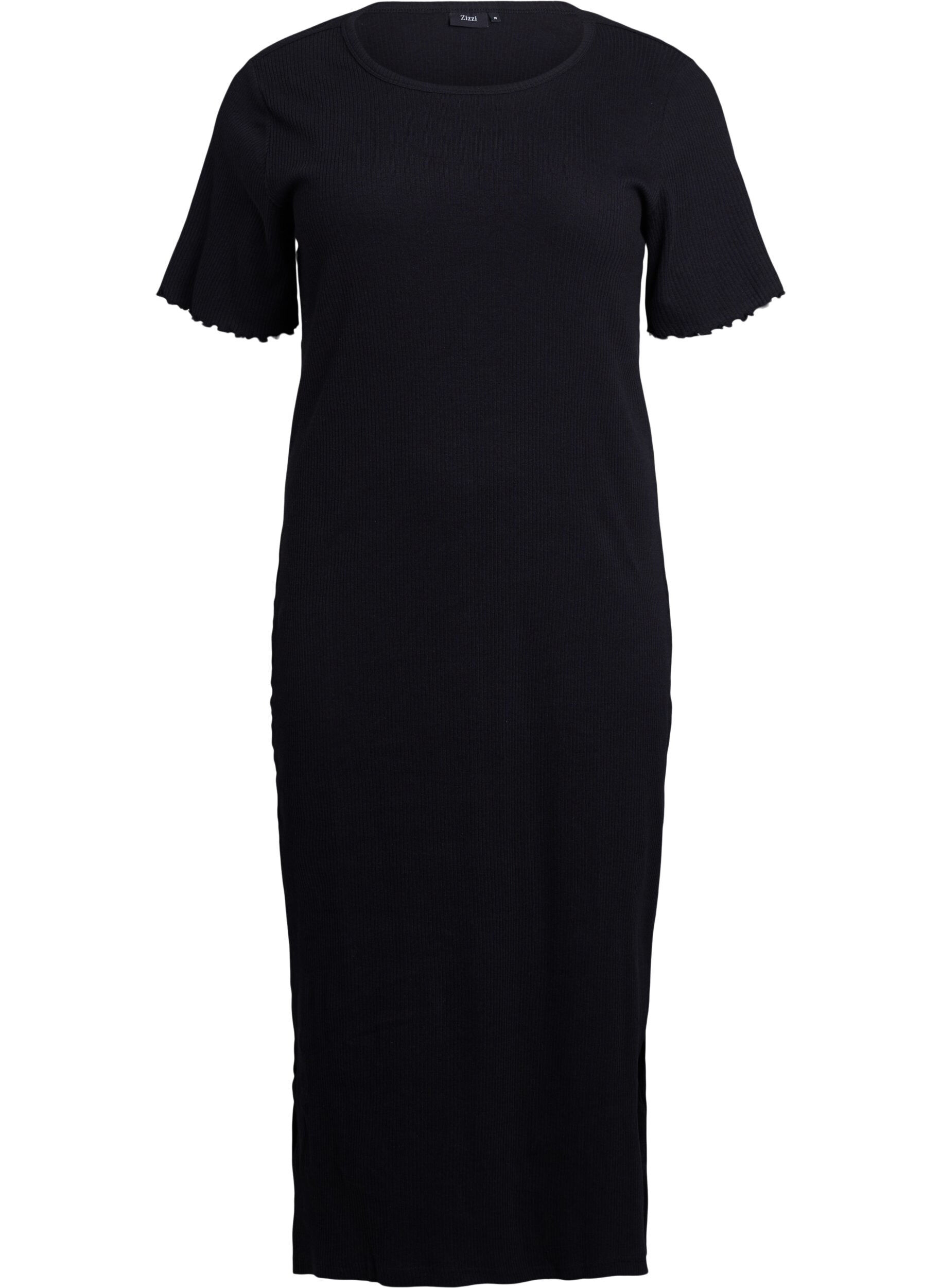 Zizzi Robe maxi en jersey avec manches courtes, Noir, Packshot image number 0