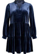 Robe courte en velours avec un col &agrave; volants et des manches longues, Bleu, Packshot image number 0