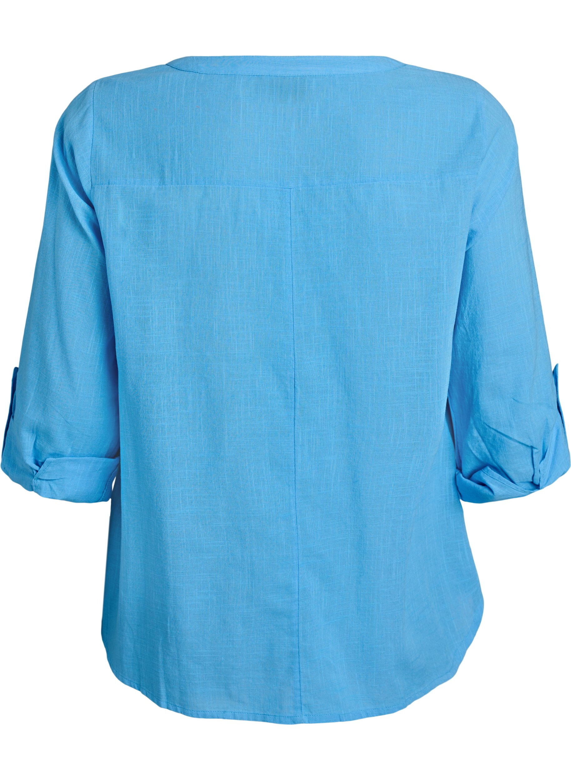 ZizziHemdbluse aus Baumwolle mit V-Ausschnitt, Blau, Packshot image number 1