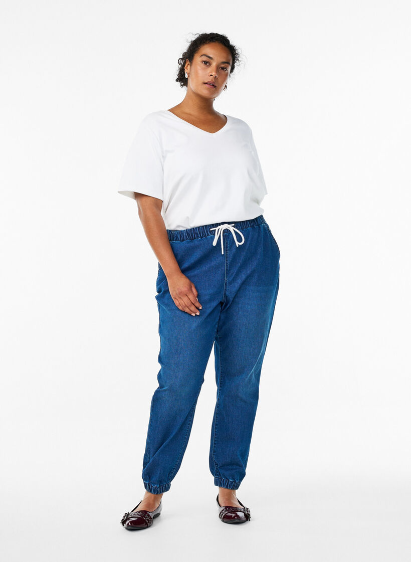 Pantalon de jogging en denim avec des poches, Bleu, Model image number 1