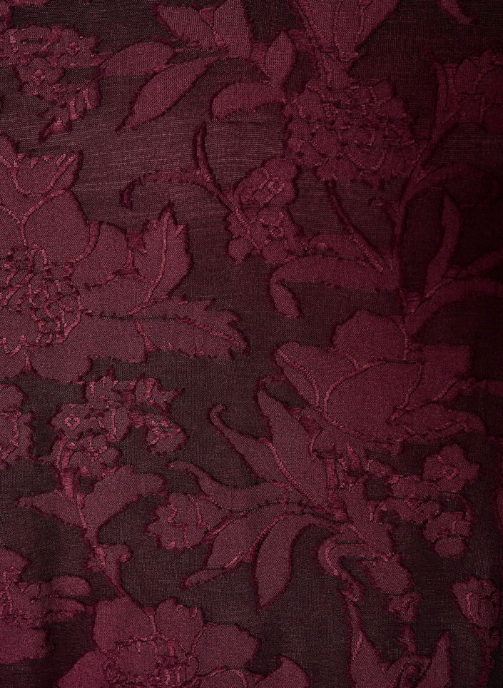 Robe &agrave; texture florale et bordure &agrave; volants, Bordeaux, Packshot image number 2