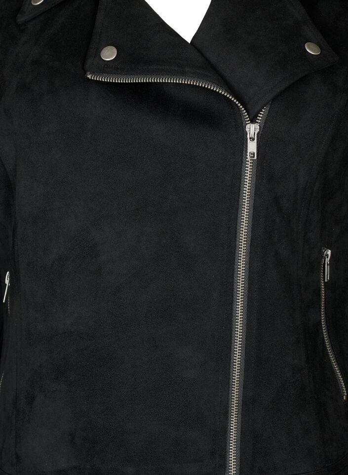 Bikerjacke aus Wildlederimitat, Black, Packshot image number 2