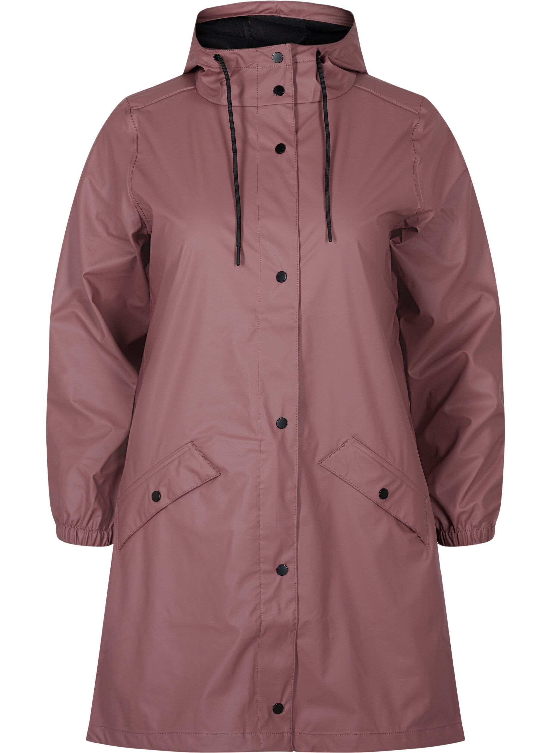 Zizzi Regenjacke mit Kapuze und Knopfverschluss, Rose Taupe, Packshot image number 0