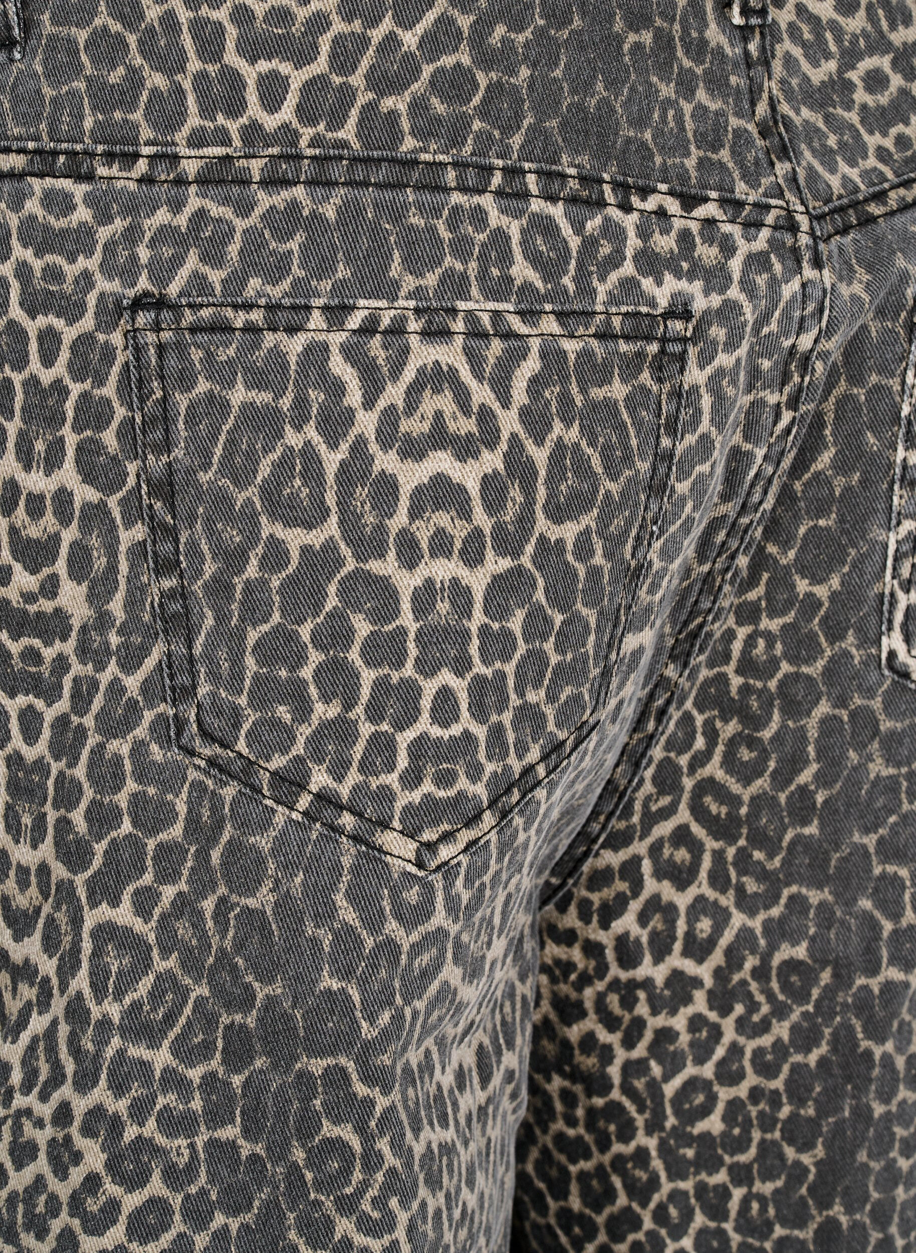 ZizziBermuda en jean avec imprim&eacute; l&eacute;opard, Marron, Packshot image number 3