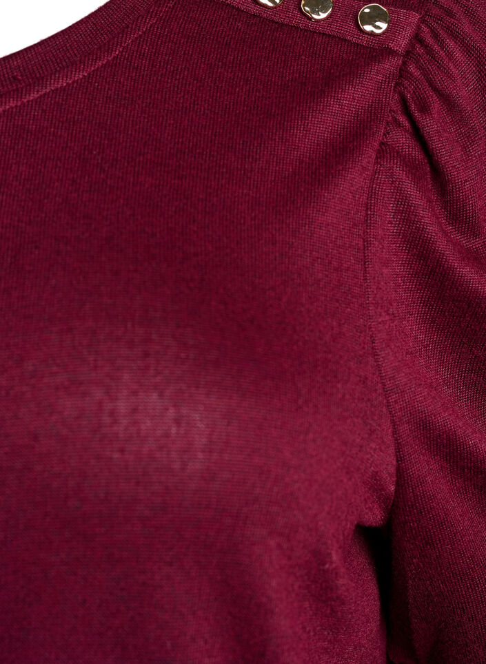 Bluse mit Knopfdetail und kurzen Puffärmeln, Dunkles Bordeaux, Packshot image number 2