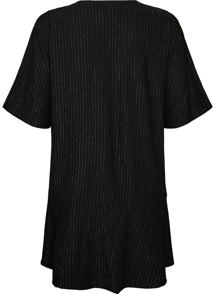 Robe courte coupe &eacute;vas&eacute;e avec des rayures paillet&eacute;es, Noir, Packshot image number 1