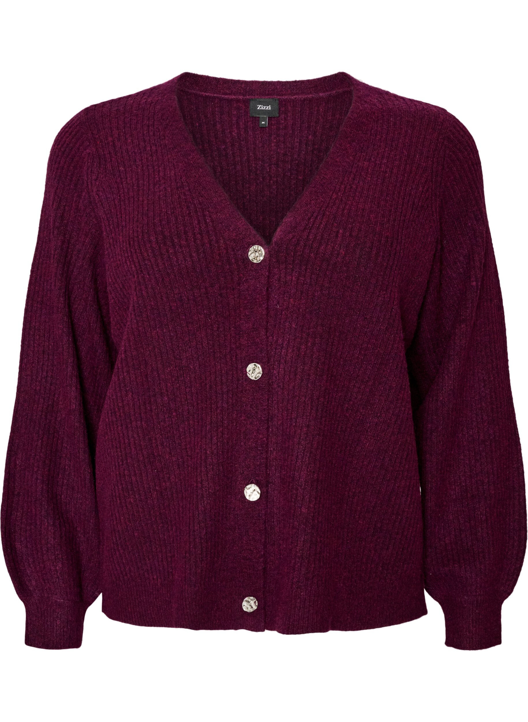 Strickjacke mit V-Ausschnitt und Rippstruktur
