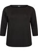 T-shirt basic &agrave; col bateau et manches 3/4, Noir, Packshot image number 0
