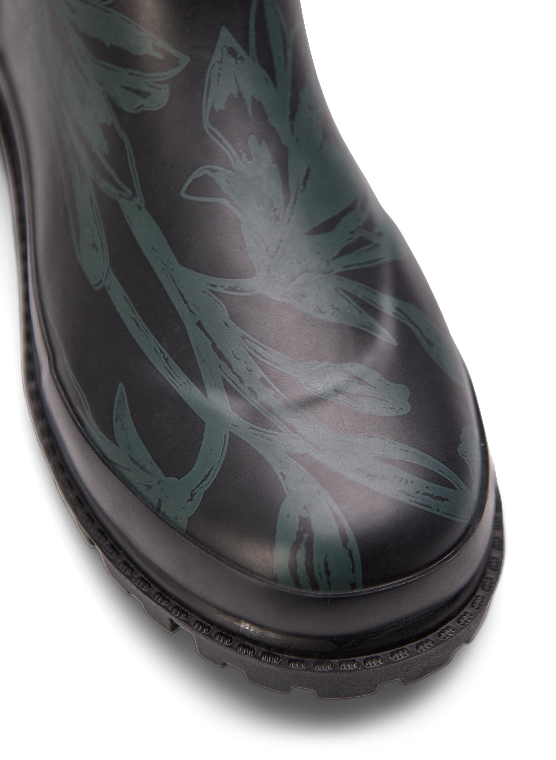 Zizzi Kurze breit geschnittene Gummistiefel mit Druck, B. Teal Flower AOP, Packshot image number 4
