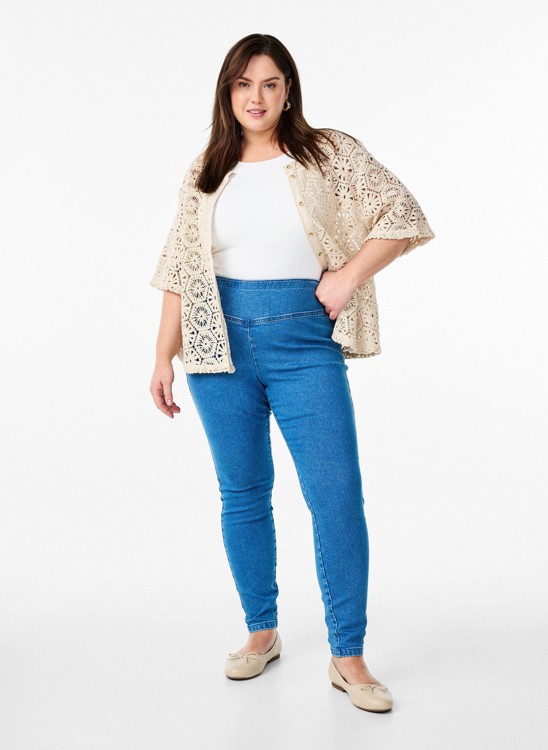 ZizziJeggings extensibles avec une taille haute, Bleu Clair, Model image number 0