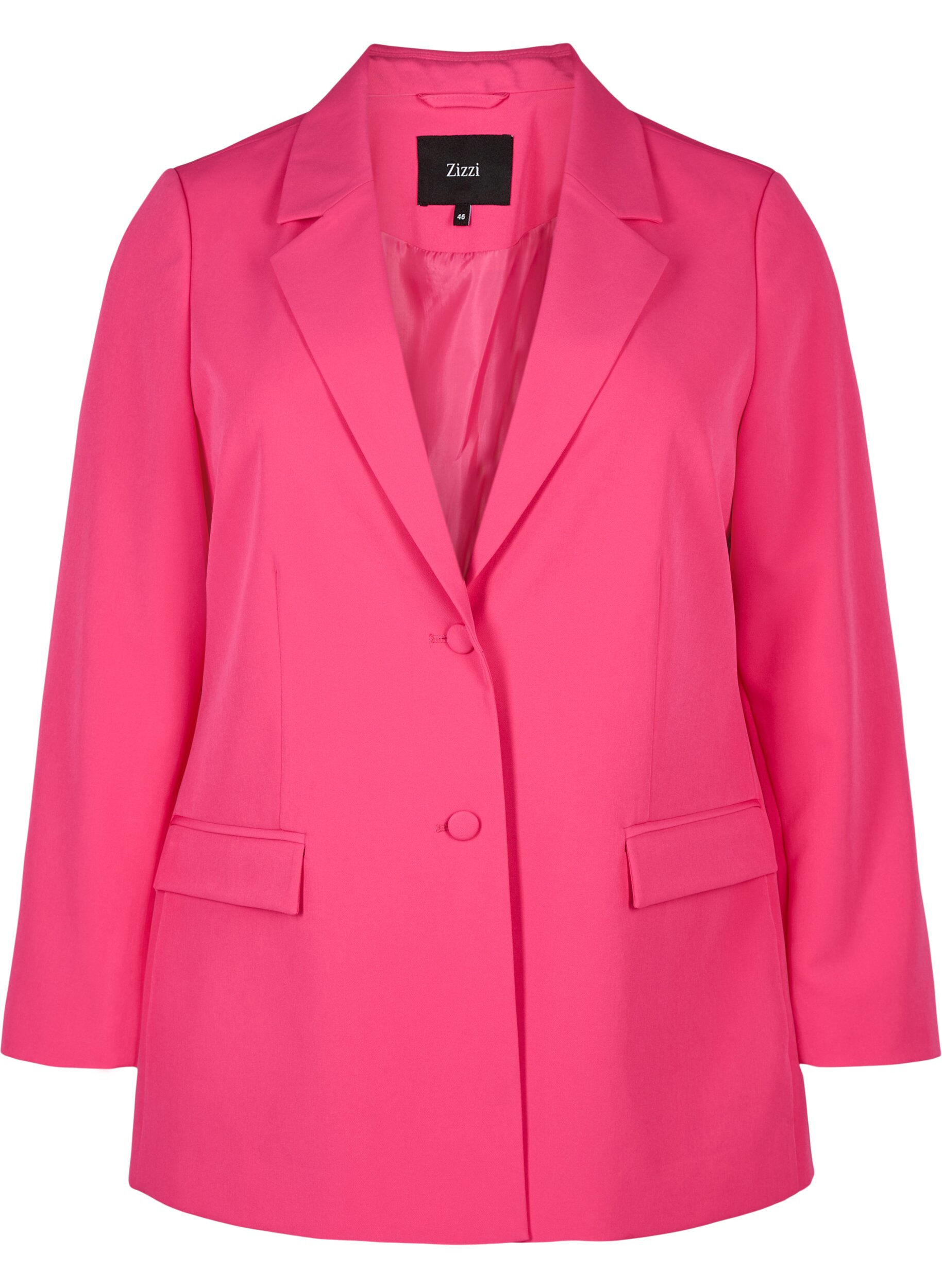 Zizzi Klassischer Blazer mit Knopfverschluss, Pink Yarrow, Packshot image number 0