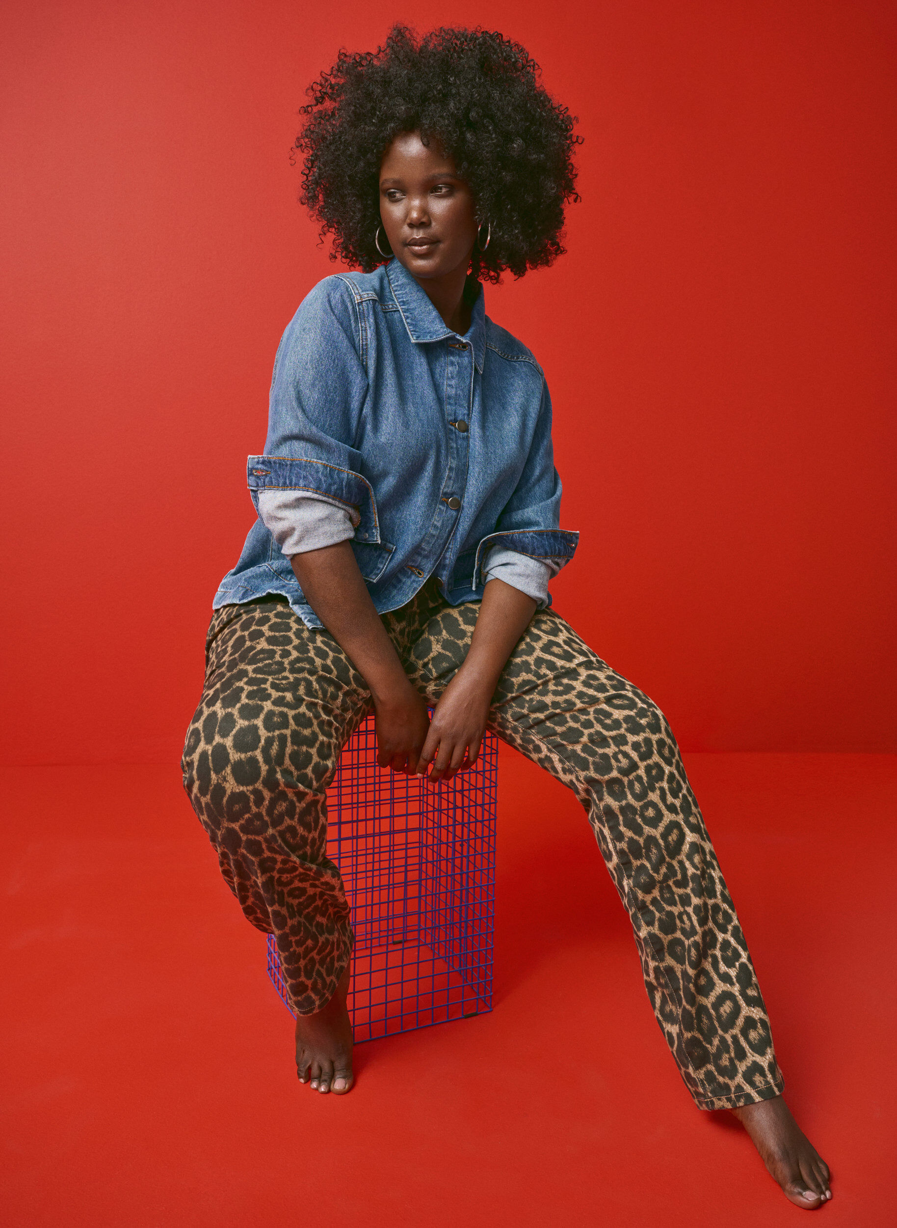 Zizzi Emily Jeans mit Leoparden-Print, Braun, Image image number 0