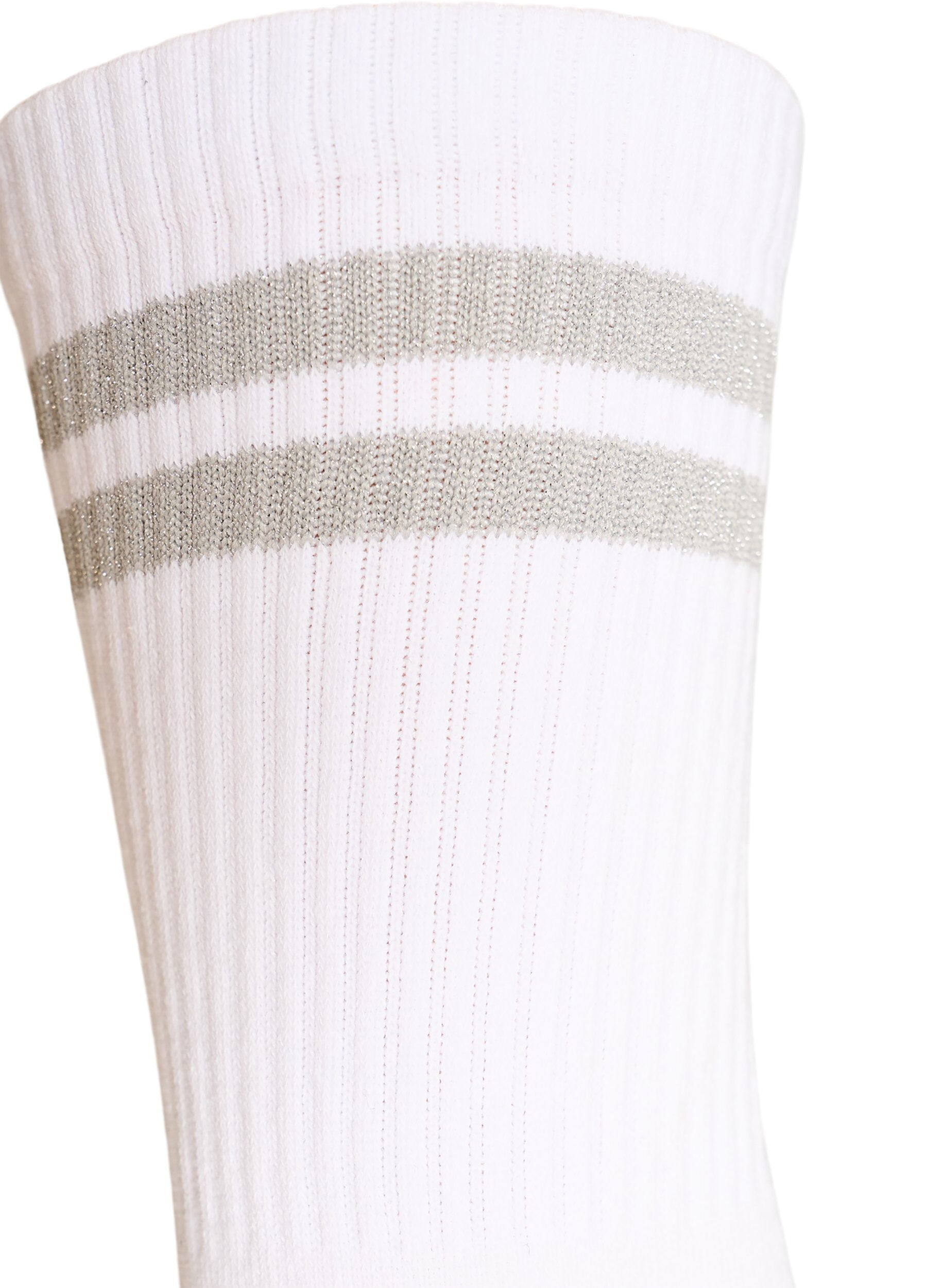 ZizziChaussettes ray&eacute;es en coton, Blanc, Packshot image number 2