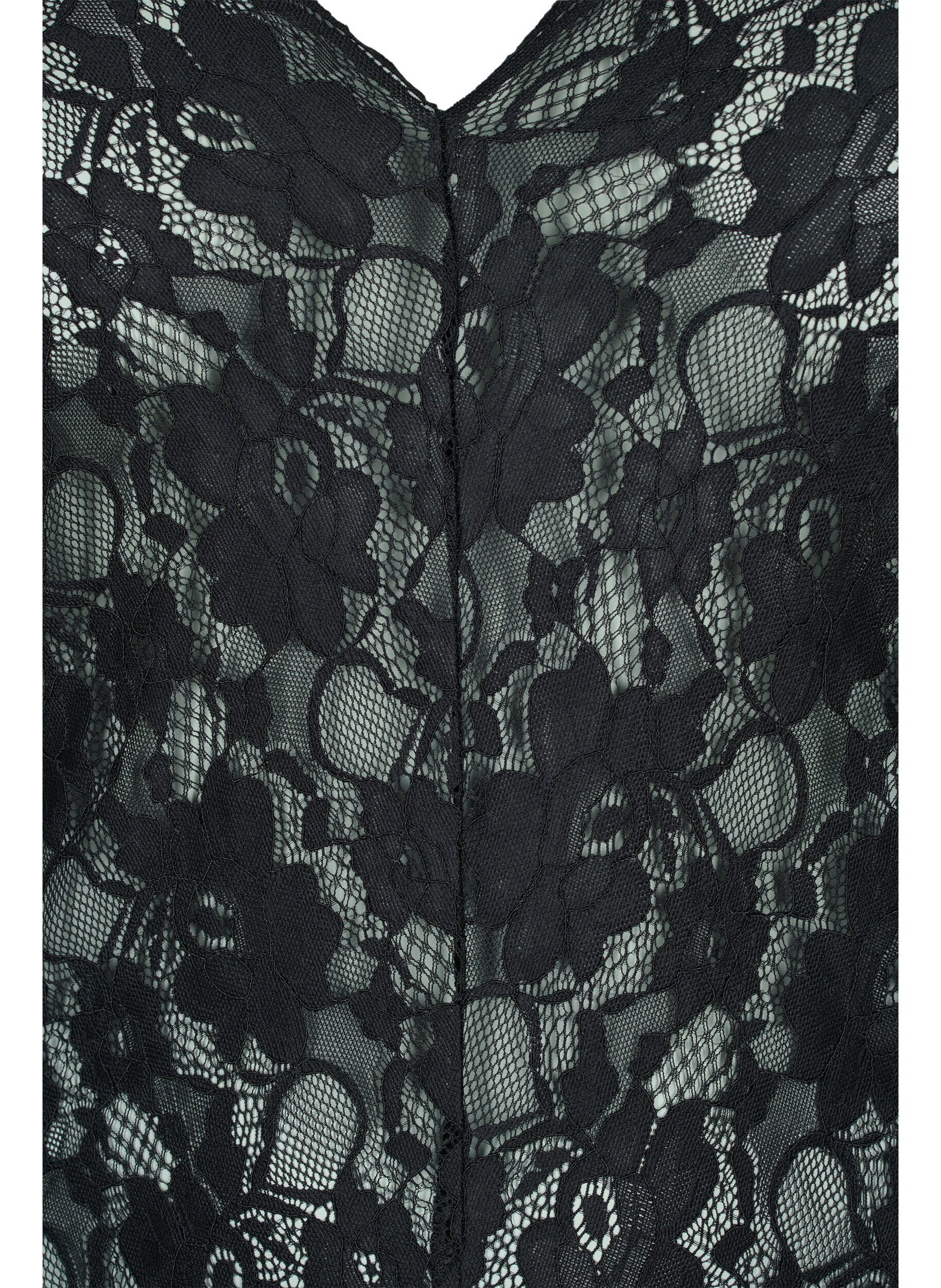 Zizzi Spitzen-Bodystocking mit langen Armen, Black, Packshot image number 2