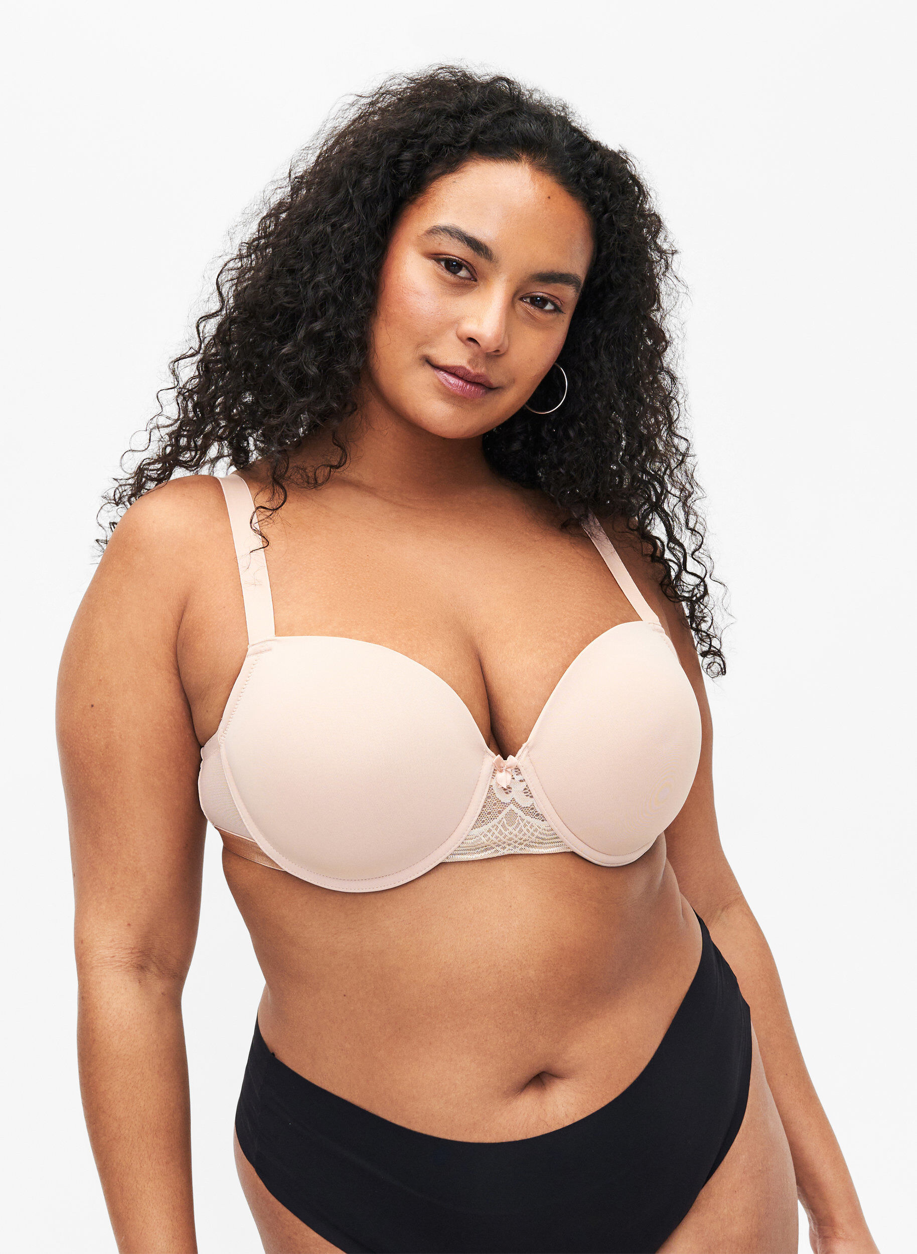 Zizzi Geformter BH mit Mesh, Beige, Model image number 0