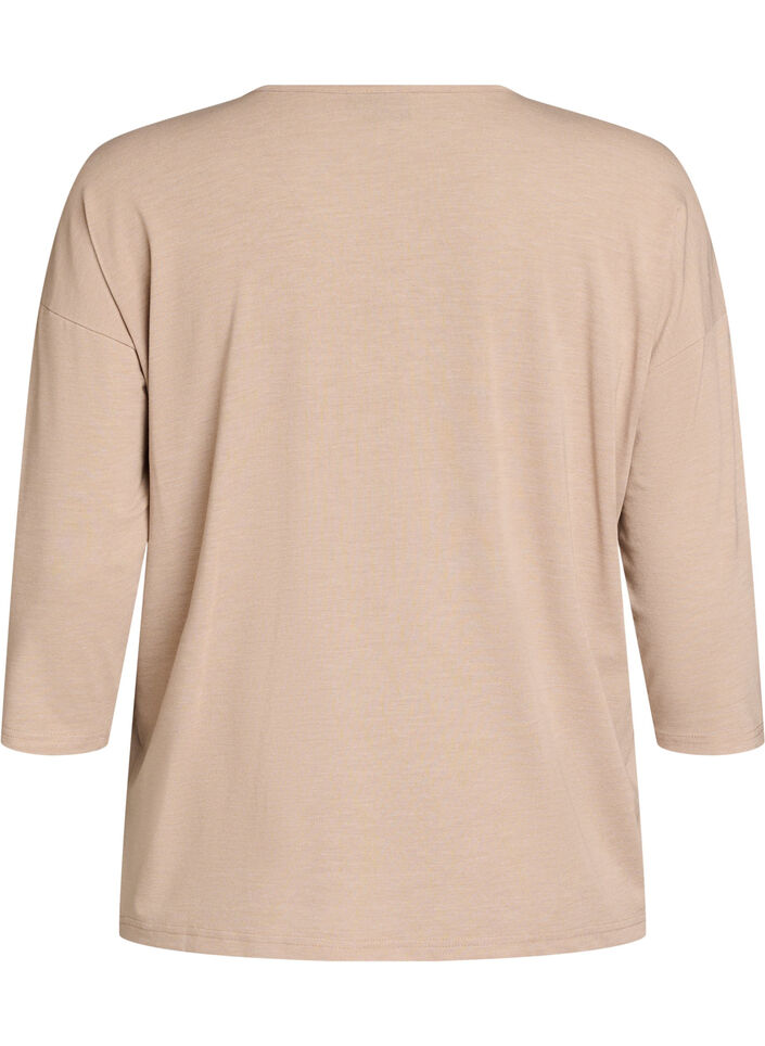 Blouse en jersey avec manches 3/4, Beige, Packshot image number 1
